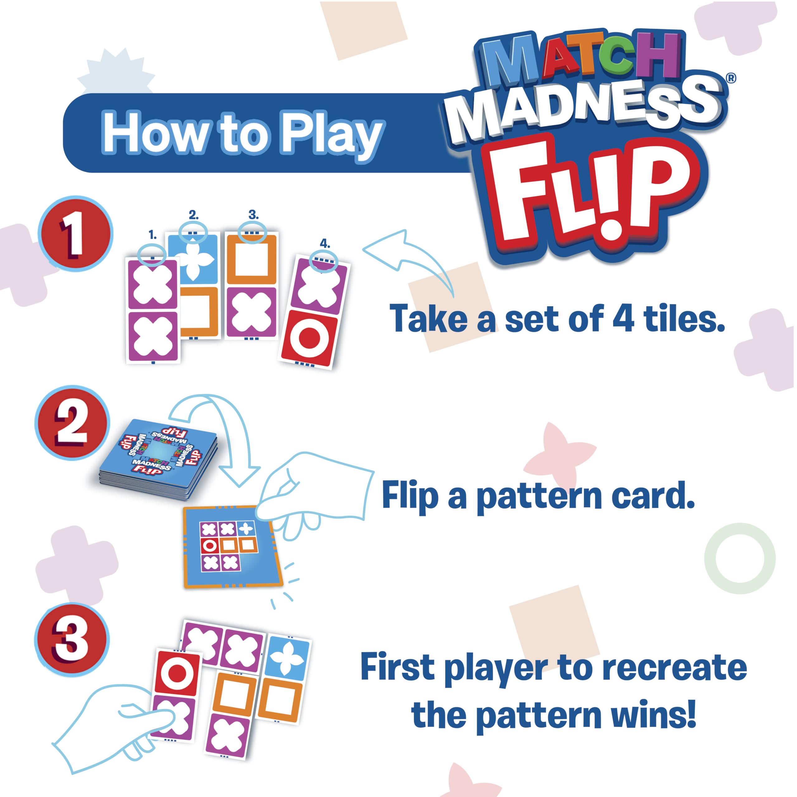 FoxMind Match Madness Flip tiles close-up show vibrant patterns for pattern matching.