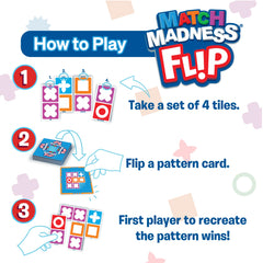 FoxMind Match Madness Flip tiles close-up show vibrant patterns for pattern matching.