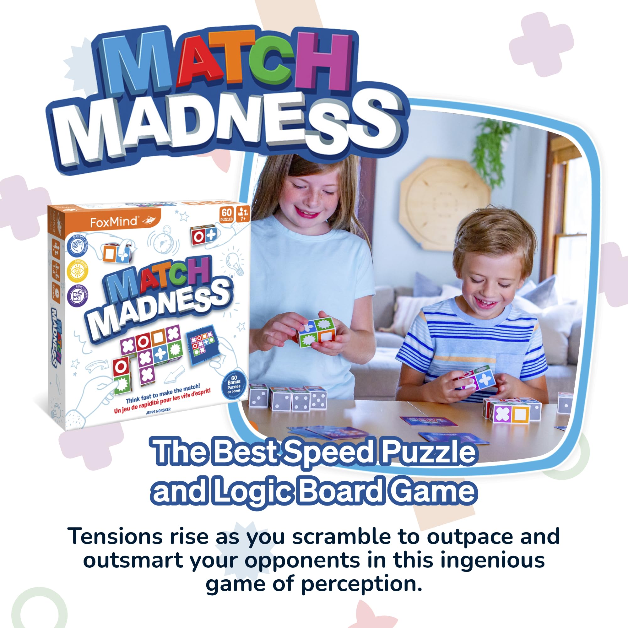 Pattern cards guide rapid cube matching with FoxMind.