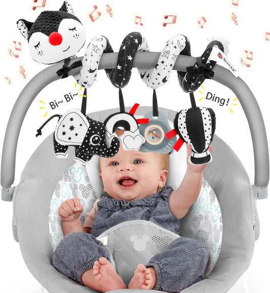 FPVERA car seat toy spiral plush for newborn stimulation and grip practice