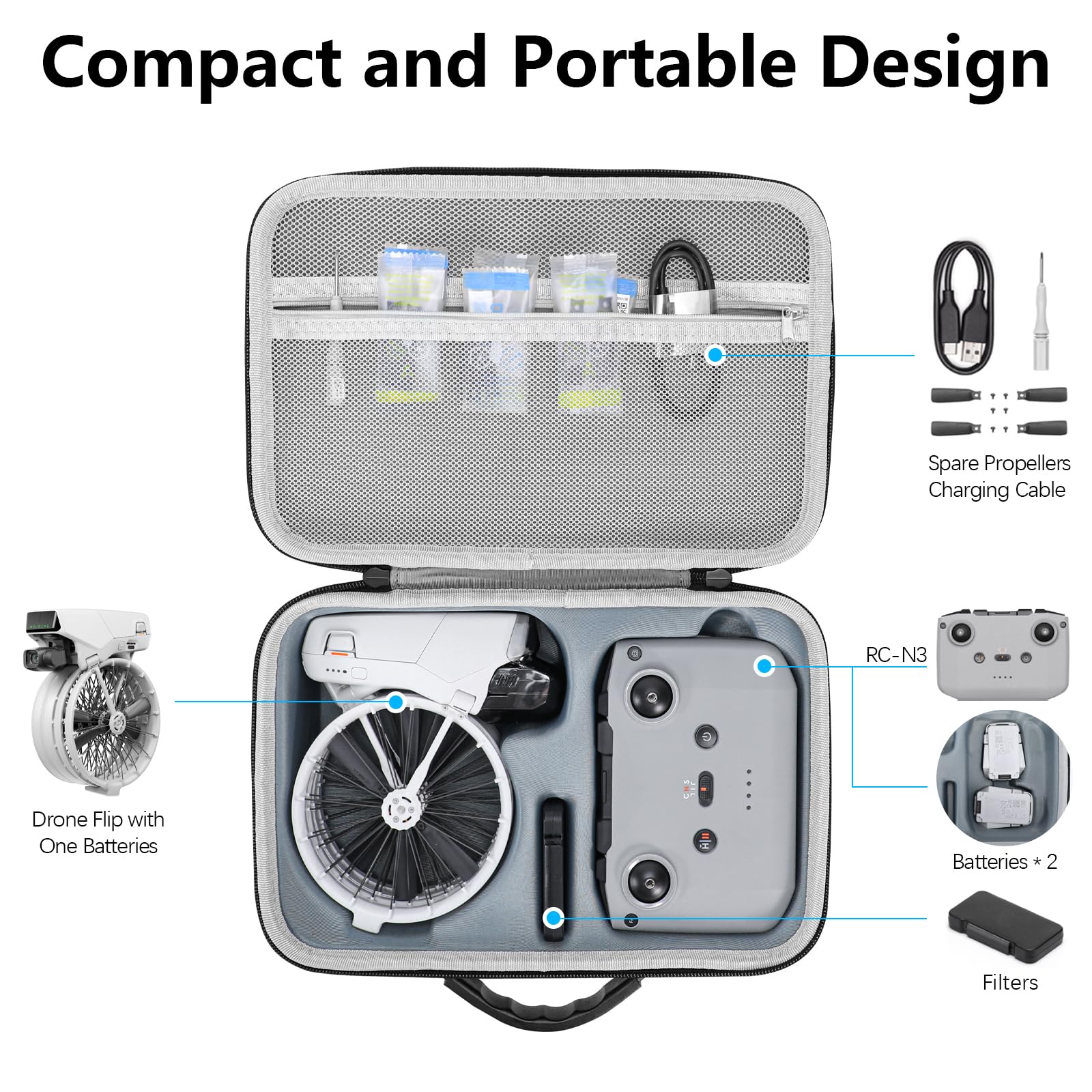 FPVtosky DJI Flip case interior organization keeps gear tidy
