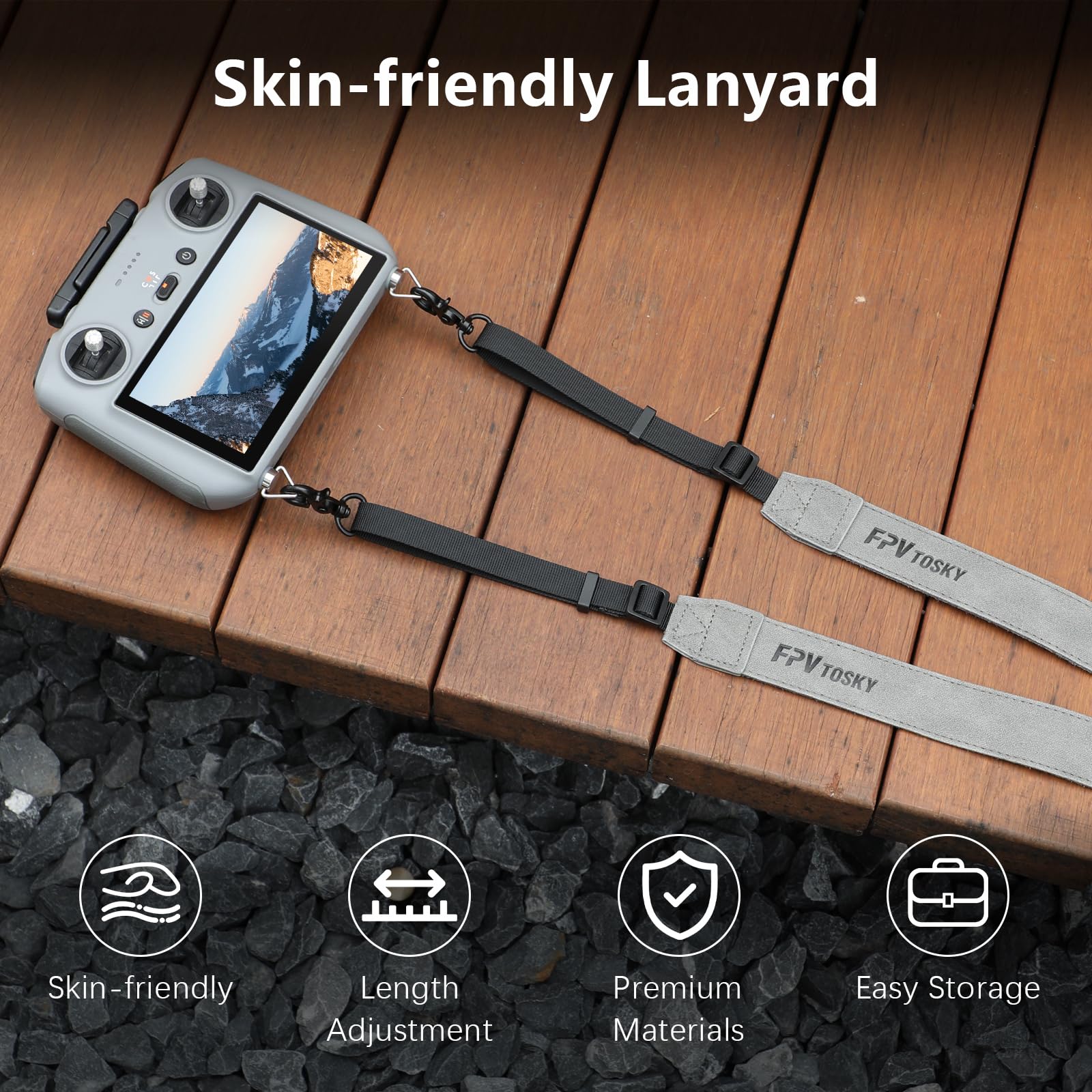 FPVtosky lanyard wide 3.2 cm for secure, comfortable grip.