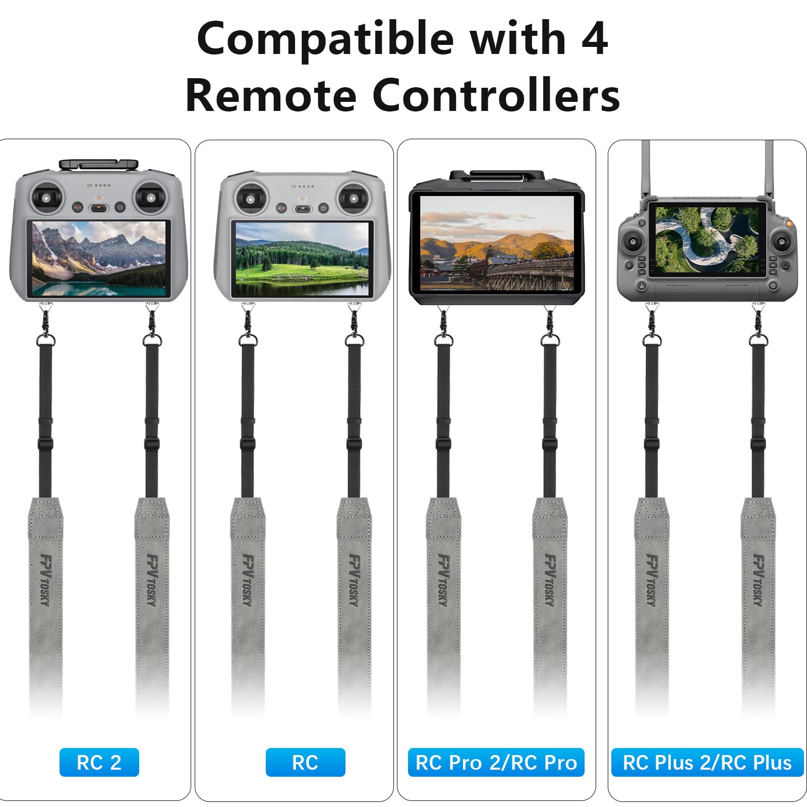 FPVtosky worn on the DJI remote for hands‑free flight.