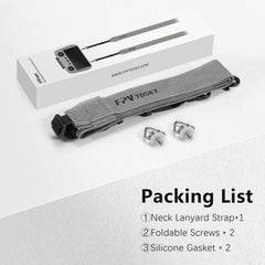 FPVtosky packaging includes neck lanyard, screws, gasket.