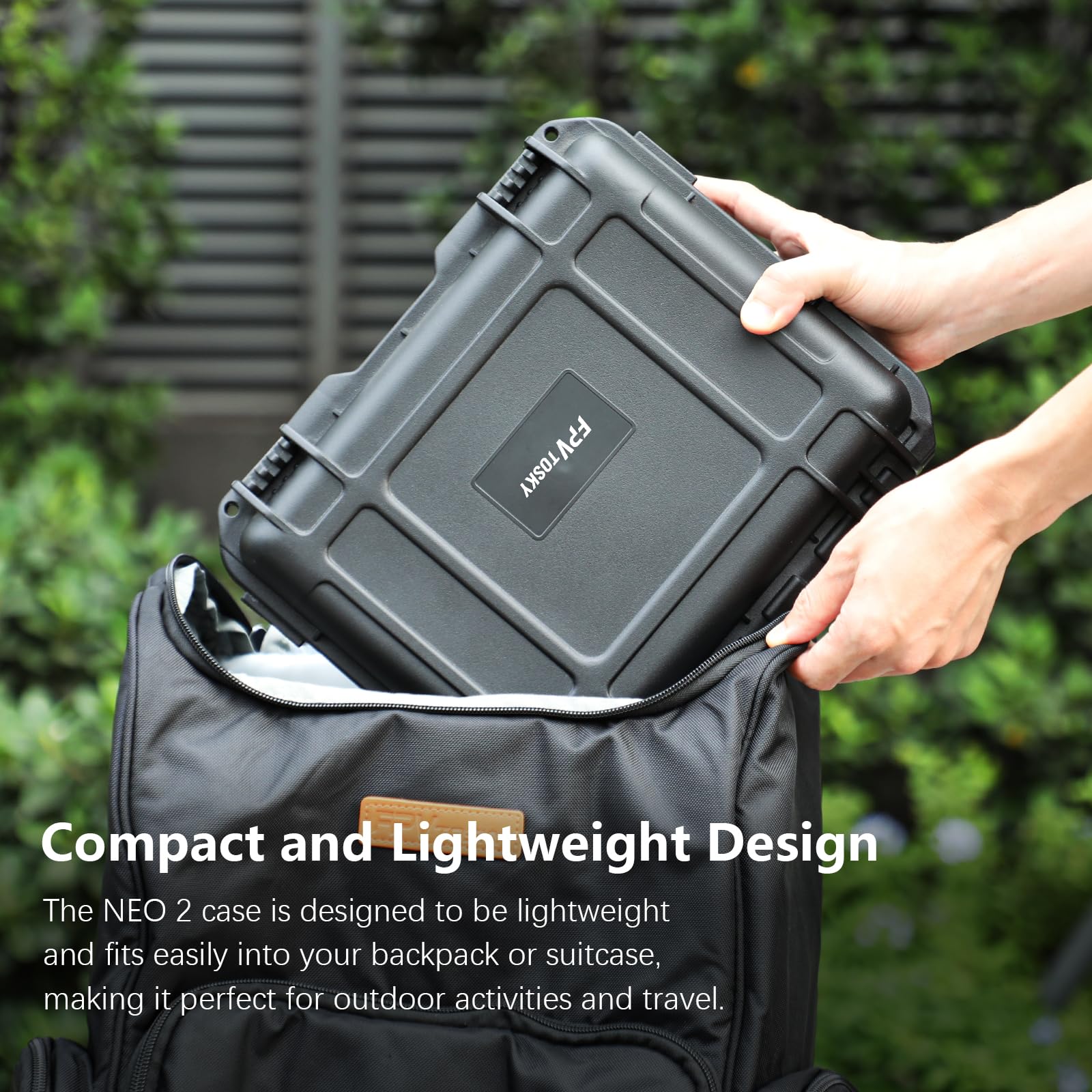 FPVtosky NEO 2 case compact travel design fits in backpacks or small luggage.