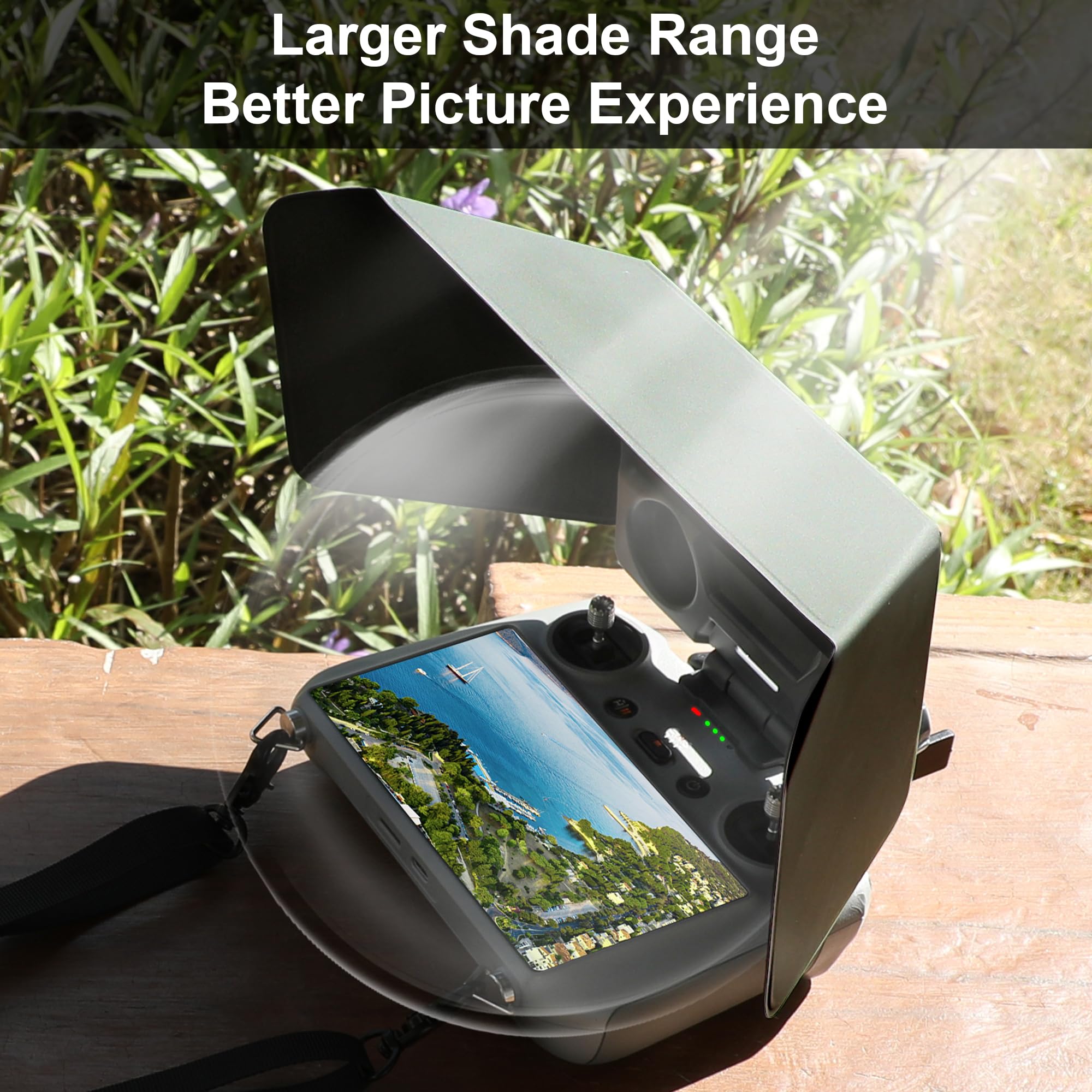 FPVtosky RC 2 magnetic panel widening shade coverage for easier joystick access.