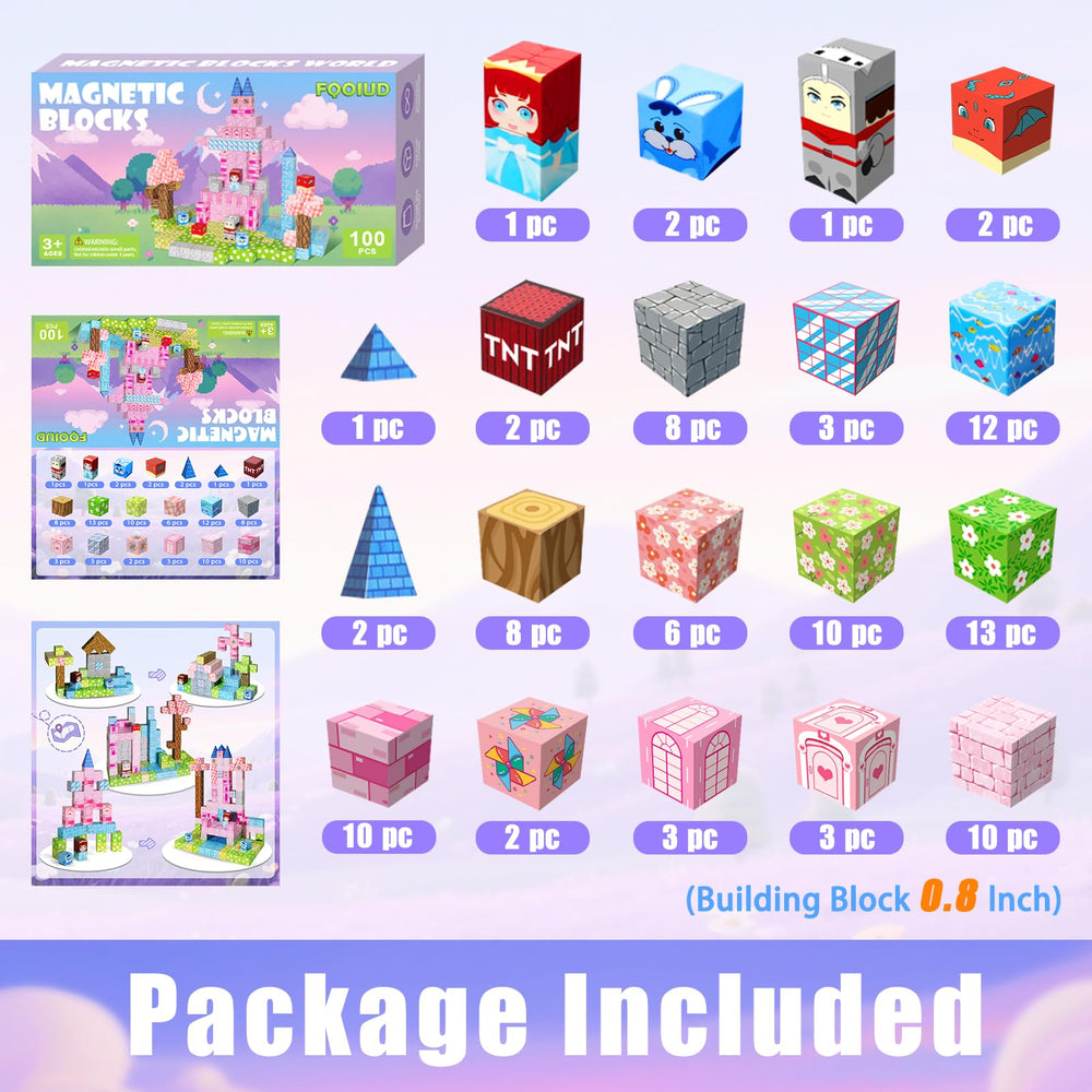 FQOIUD magnetic building blocks for kids with eight magnets each, promoting sturdy constructions.
