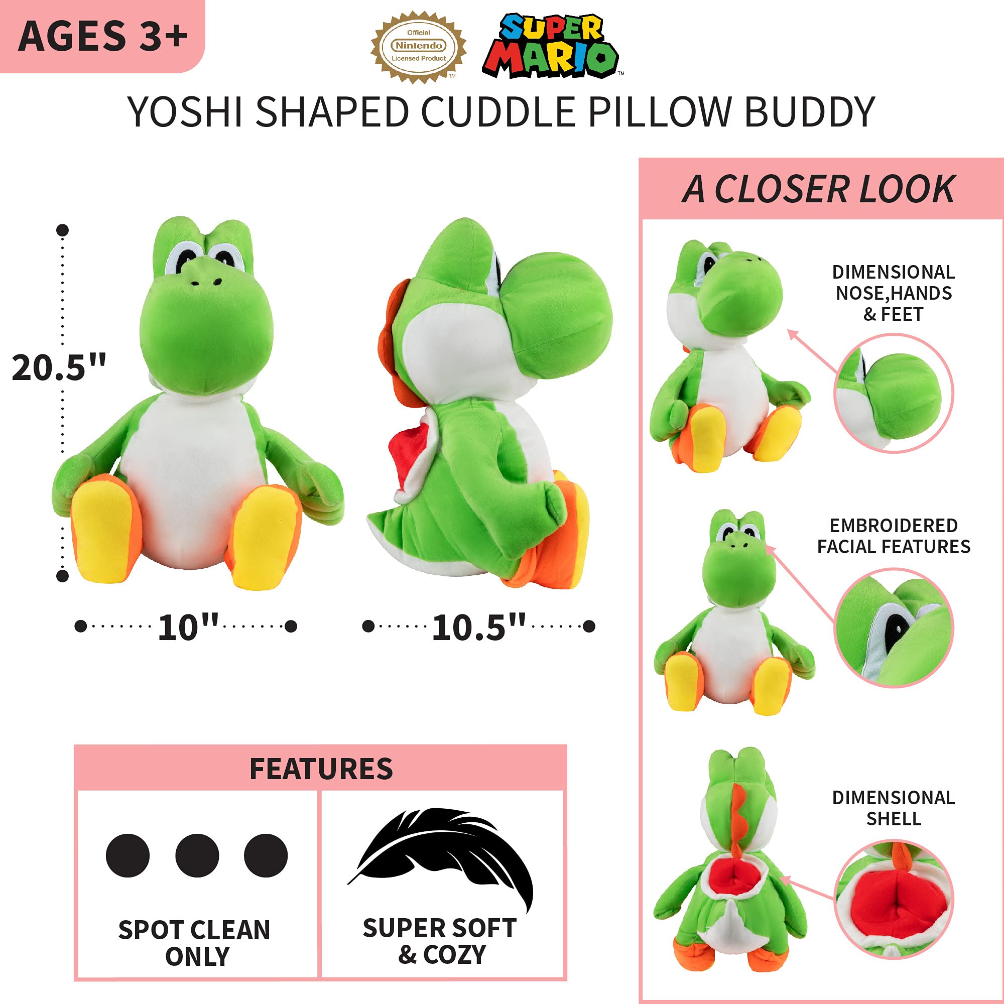 Franco Yoshi embroidered face captures iconic character for kid appeal