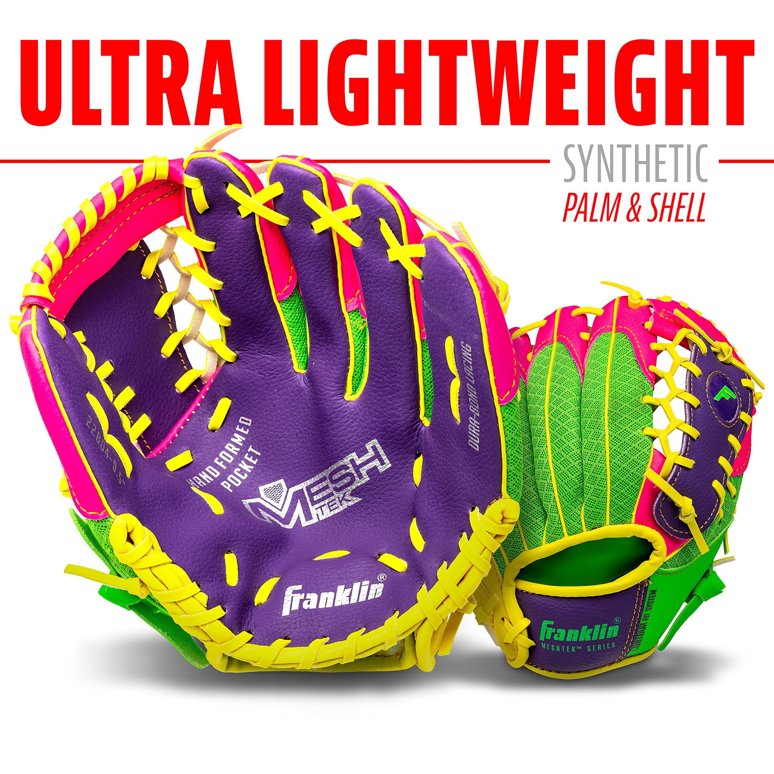 Franklin Sports Teeball glove hand-formed pocket for kid-friendly fit.