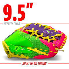 Franklin Sports Teeball glove shows soft mesh shell for lightweight control.