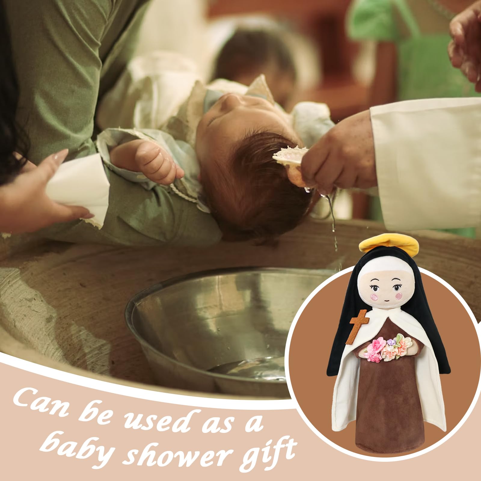 Free-space St. Therese doll suitable for Christmas and Easter decor and gift-giving.