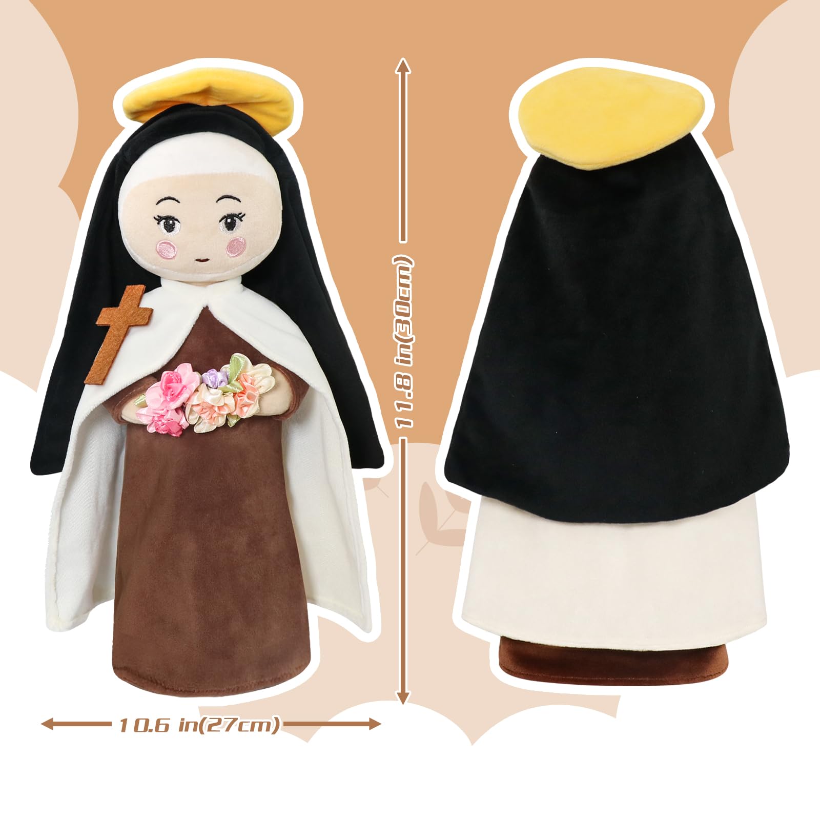 Free-space St. Therese doll sized 11.8 inches for bedtime companionship.