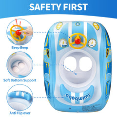 Free Swimming Baby Swimbobo blue car steering wheel boosts imaginative play.