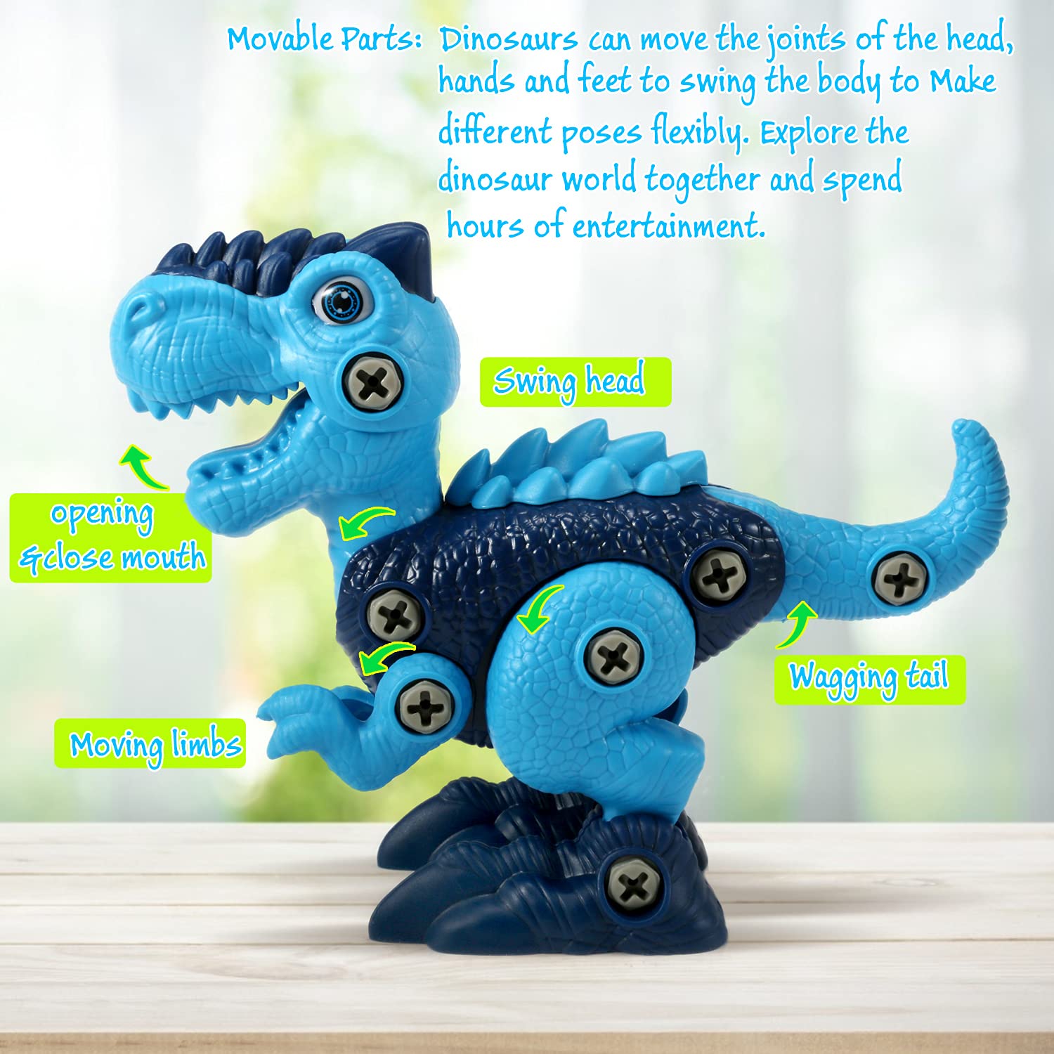 FREE TO FLY brown Velociraptor take-apart toy encourages creative construction