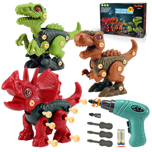 Free to Fly red Triceratops toy with detachable parts for imaginative play