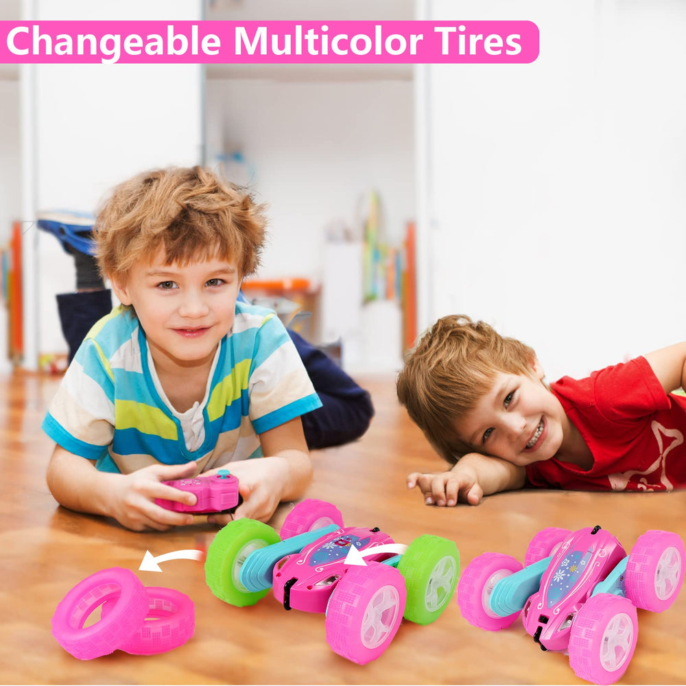 FREE TO FLY pink RC car changeable green tires for customization