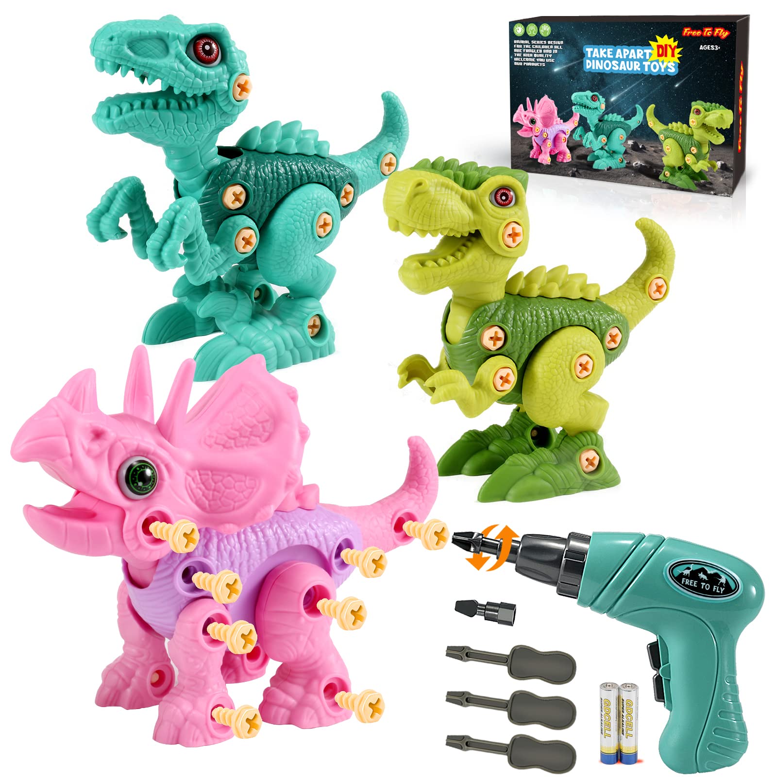 FREE TO FLY pink Triceratops take apart toy sparks creativity during play