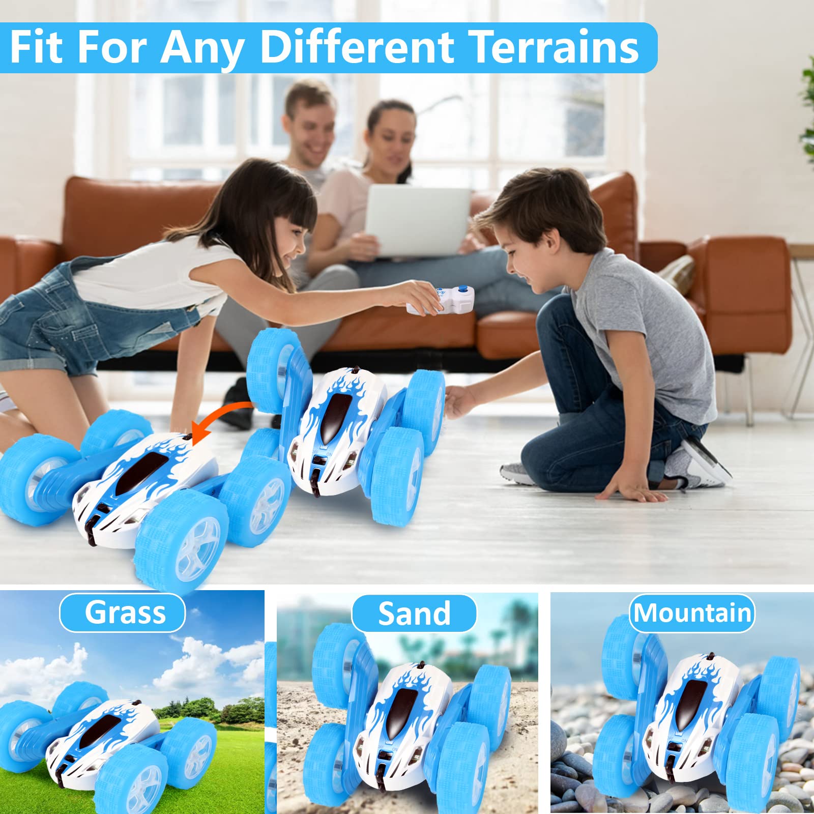 FREE TO FLY RC car with changeable tires for customization