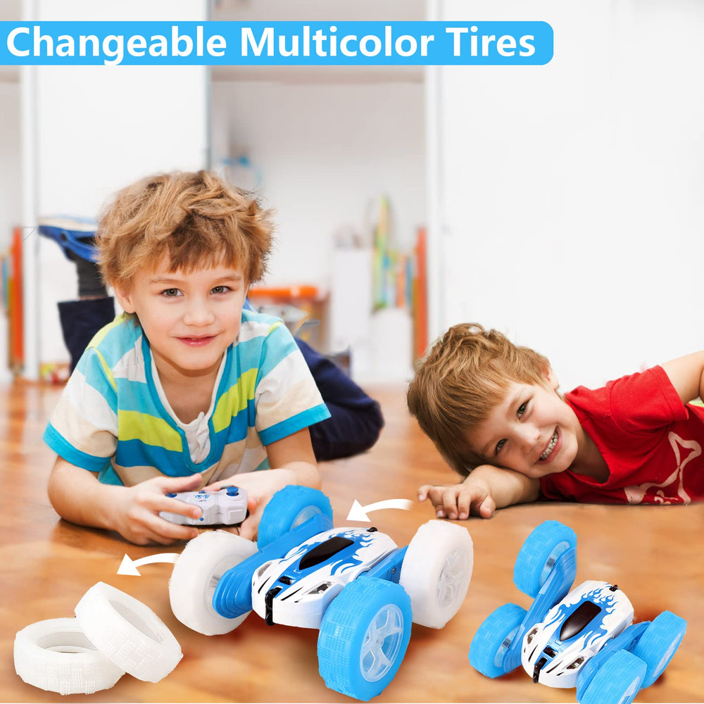 FREE TO FLY RC car with bright headlights for after-dark fun