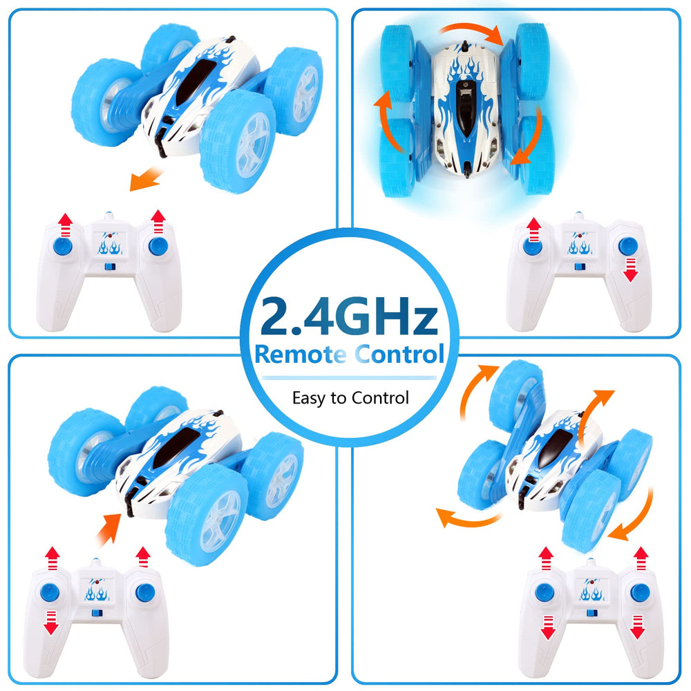 FREE TO FLY RC car rear view showing dual-battery setup included
