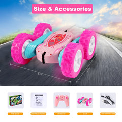 FREE TO FLY RC stunt car rugged tires handle sand, grass and gravel.