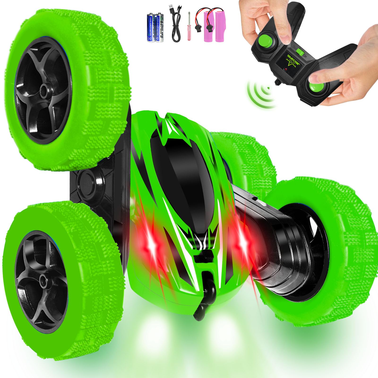 FREE TO FLY remote control car dual sided stunt in action for versatile indoor and outdoor play