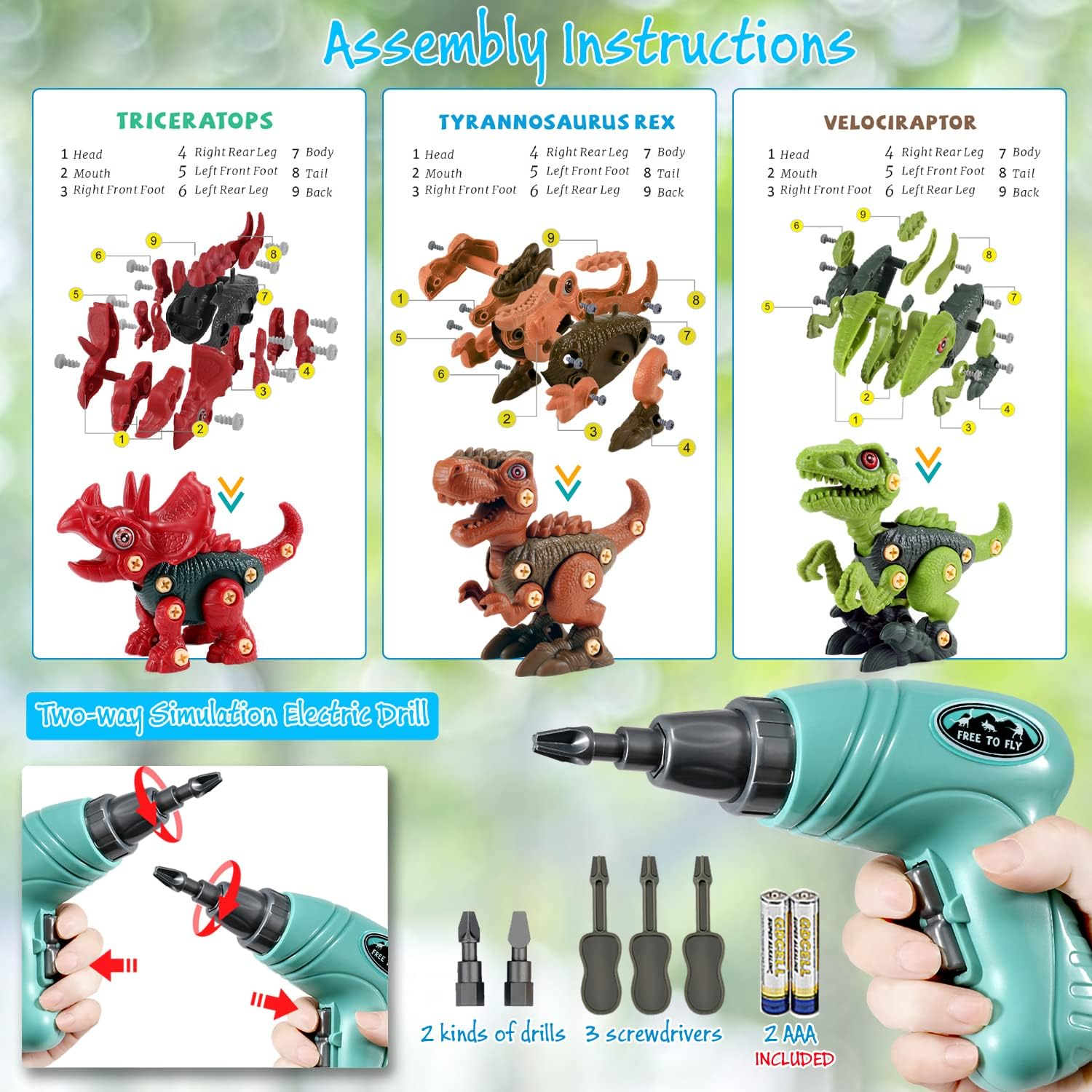 Free to Fly take apart kit with clear assembly steps for kid-friendly building