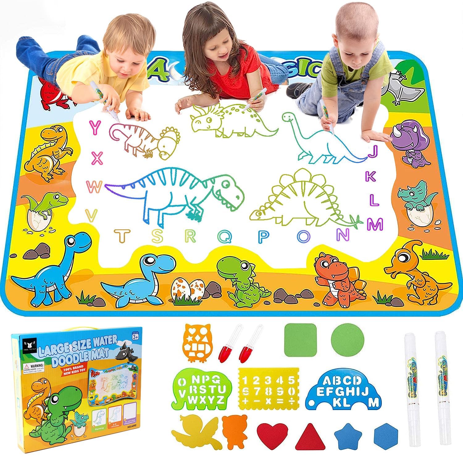 FREE TO FLY water doodle mat with dinosaur world sparks imagination