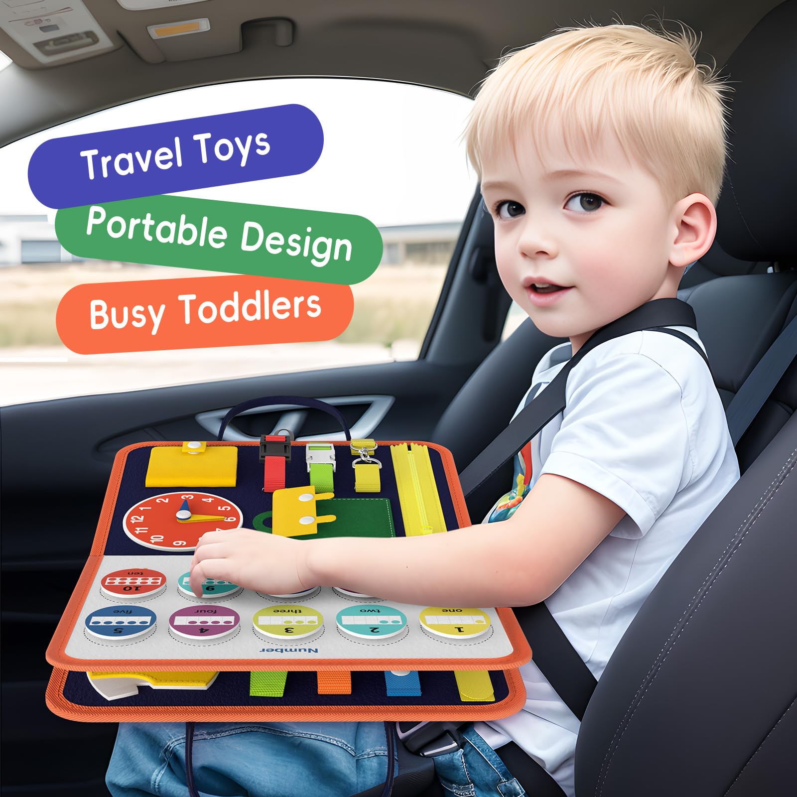 Freebear Busy Board travel-friendly design for portable play.