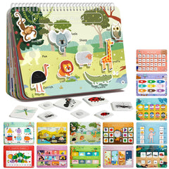 Freebear Busy Book cover with vibrant animal world to spark curiosity.