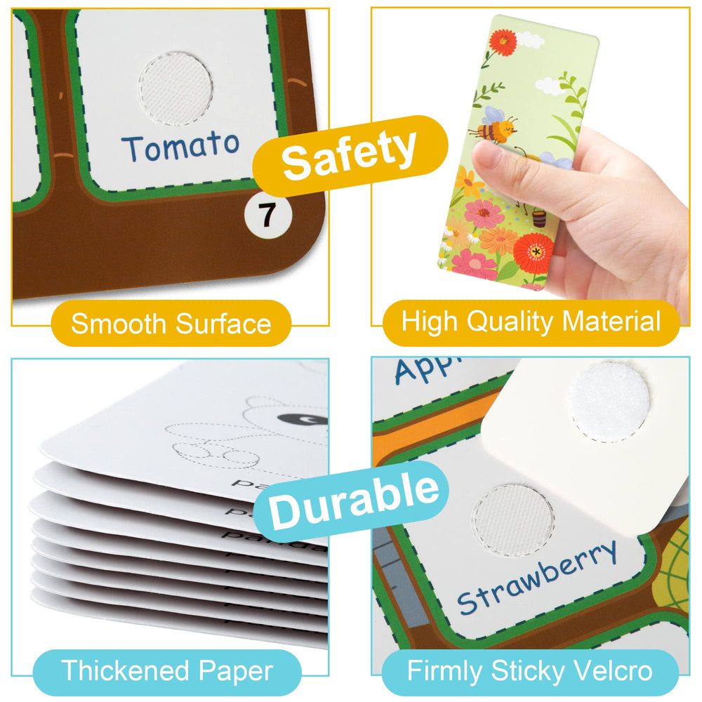 Screen-free Freebear Busy Book for focused, imaginative play during outings.