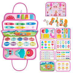 Freebear Busy Board with travel handbag design showing on-the-go play and portability
