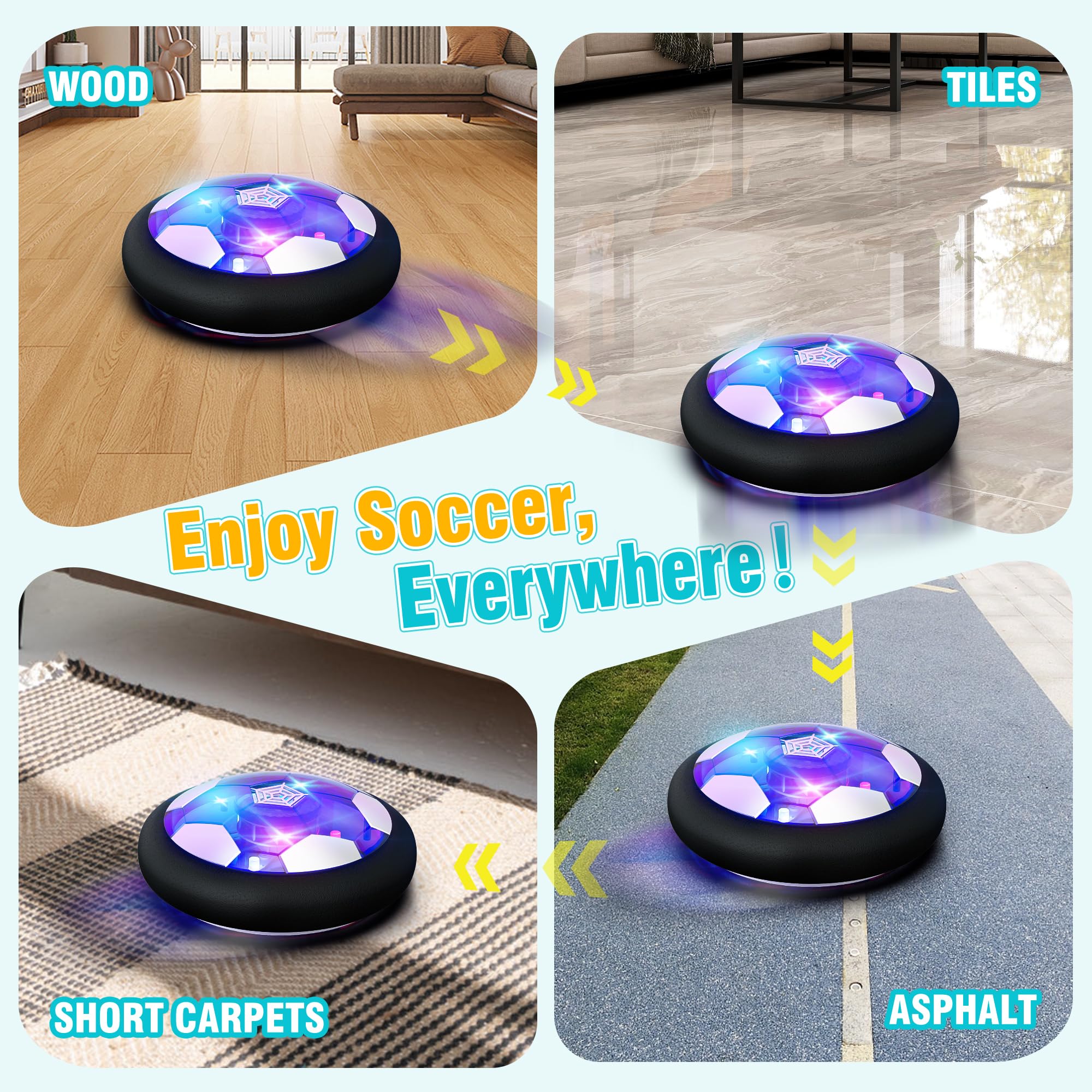 Freecat hover ball foam bumper protects walls and feet during play.