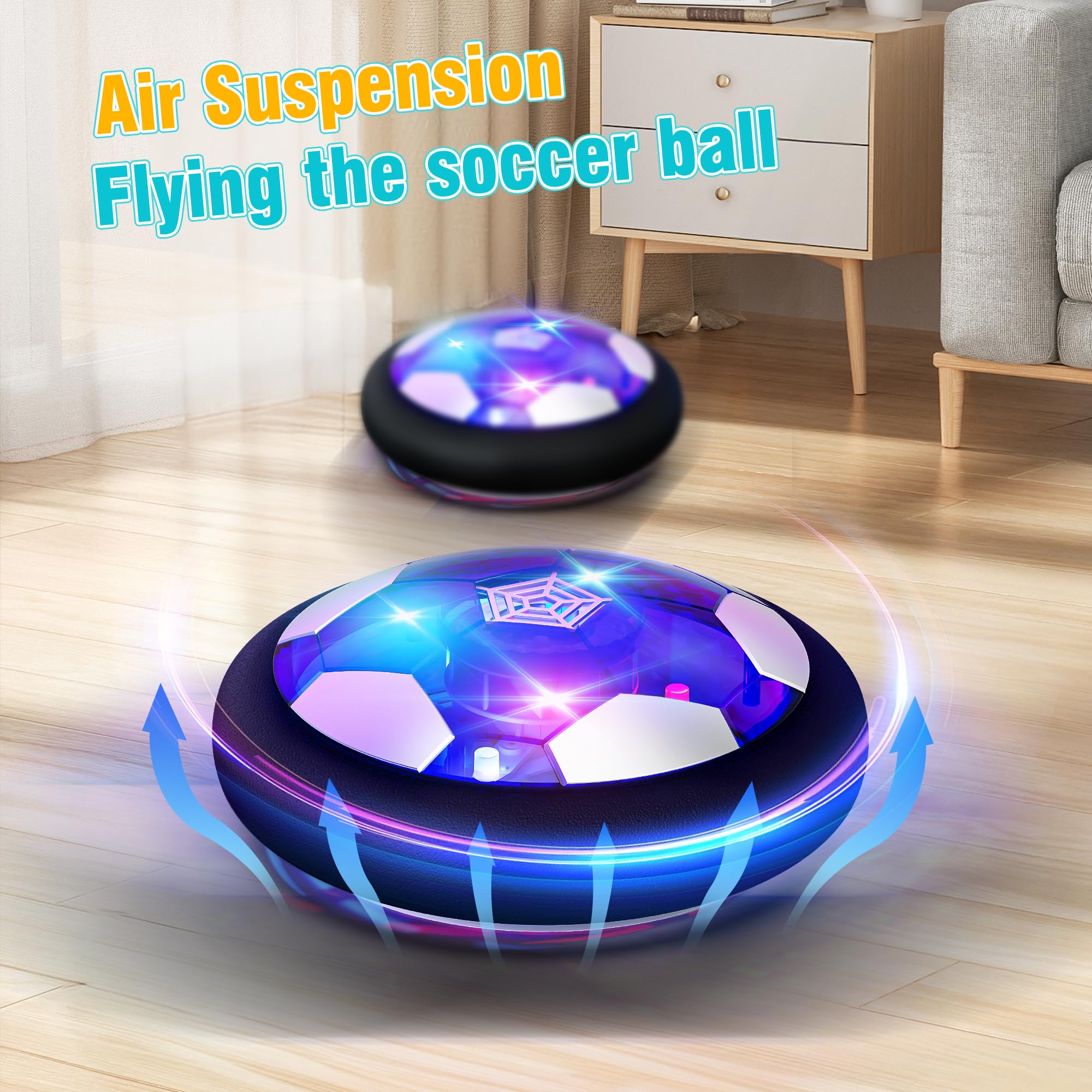 Freecat hover ball LED play adds color for nighttime indoor sessions.