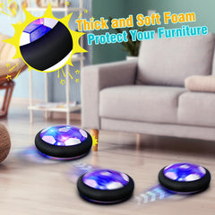 Freecat hover ball on smooth floor glides with light-up motion.
