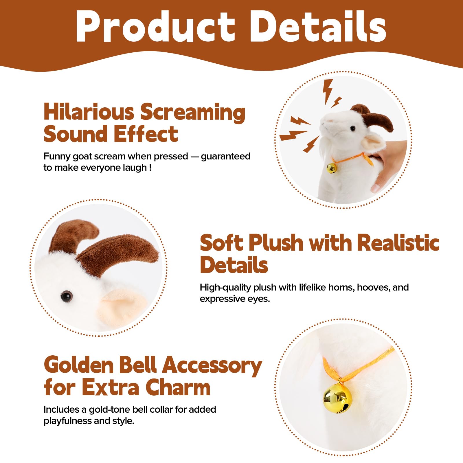 Freetoes Screaming Goat Toy realistic design adds charming decor and whimsy.