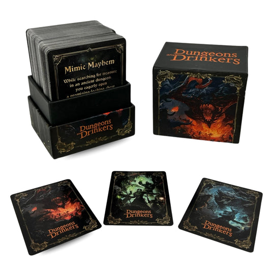 FREEZE FORMS Dungeons & Drinkers box front sparks a lively game night.