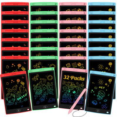 Frelswon 32-pack LCD writing tablets set for kids' doodling in multiple colors.