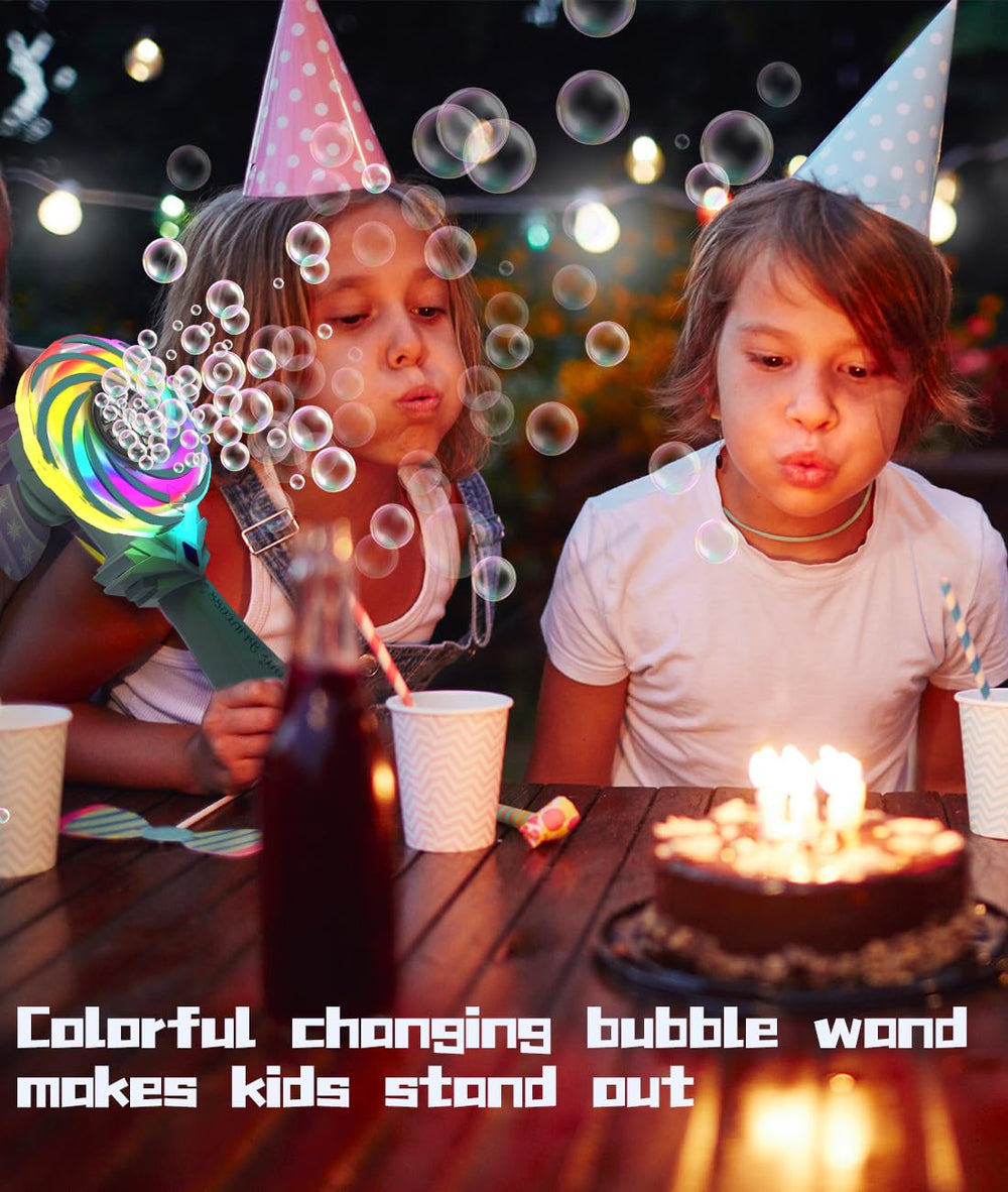 Night mode with glowing bubbles from the Frequent Bubbles wand