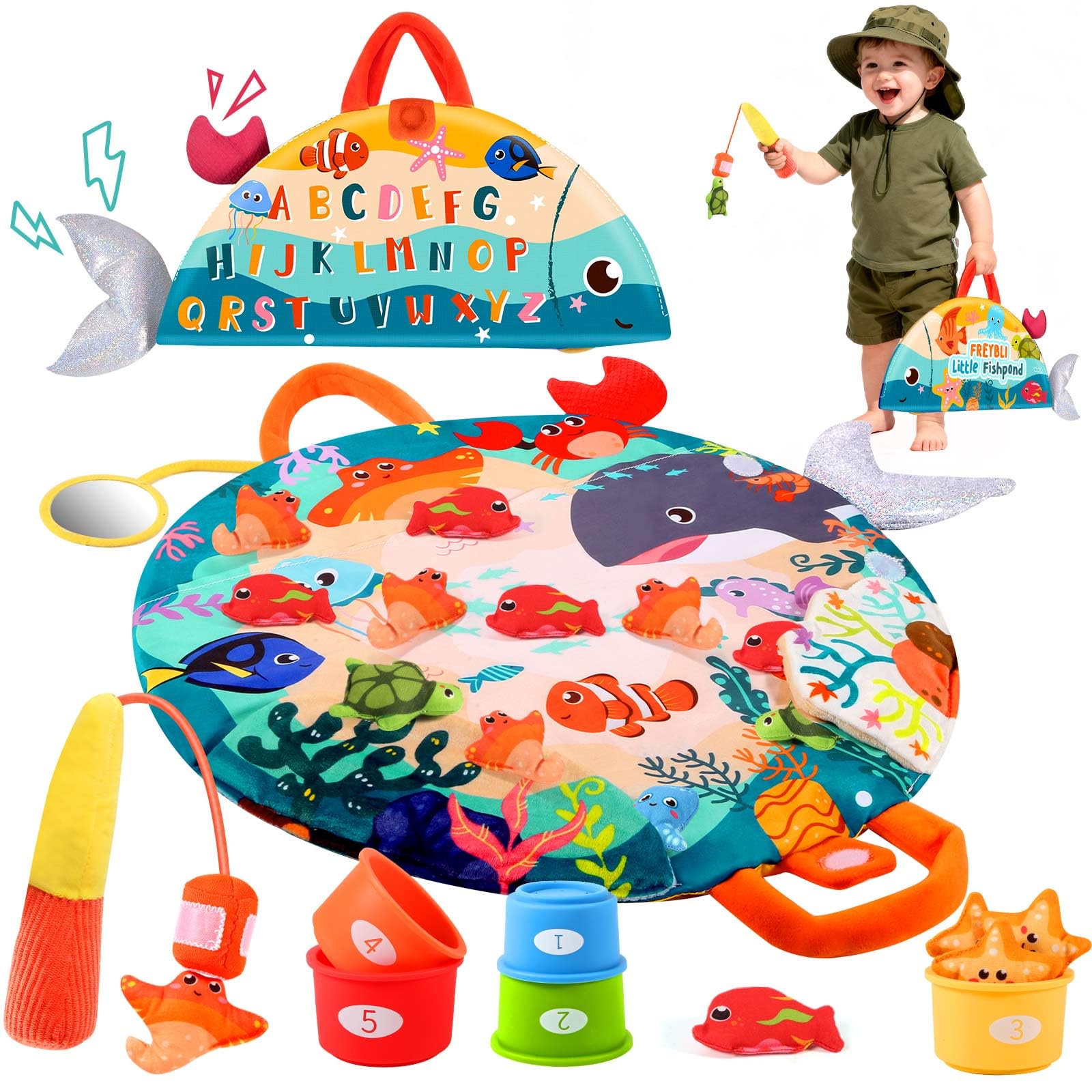 FREYBLI montessori fishing set with sea animals boosts hand-eye coordination.