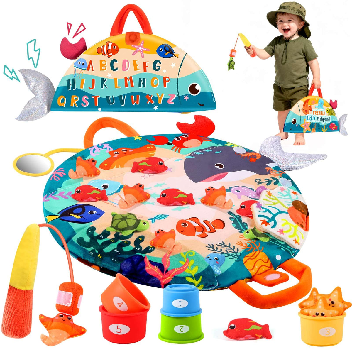 FREYBLI montessori fishing set with sea animals boosts hand-eye coordination.