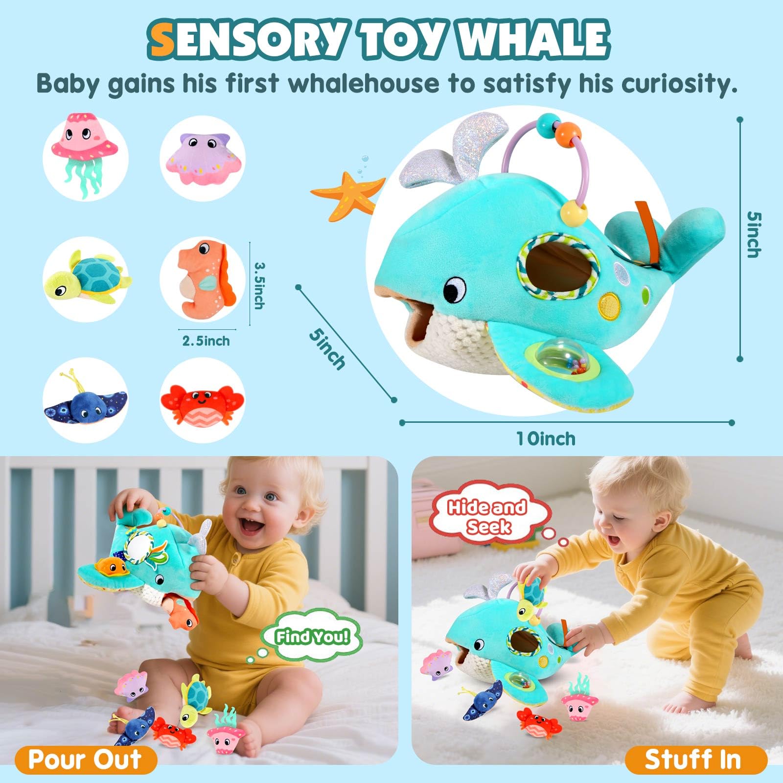 FREYBLI Ocean Adventure animal pals image featuring varied textures for baby sensory play.