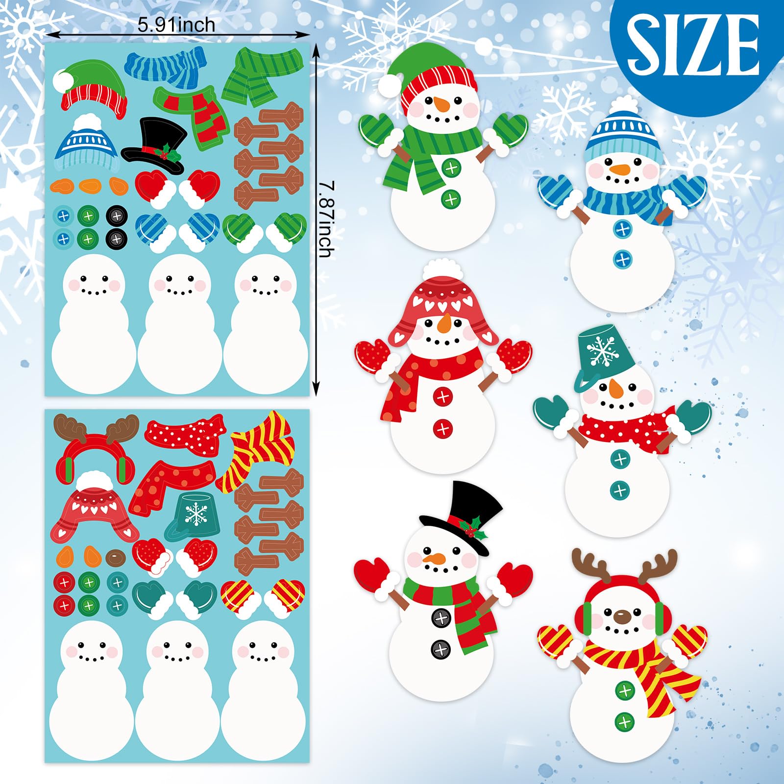 Frienda snowman stickers accessories with hats, scarves, and gloves for creative builds.