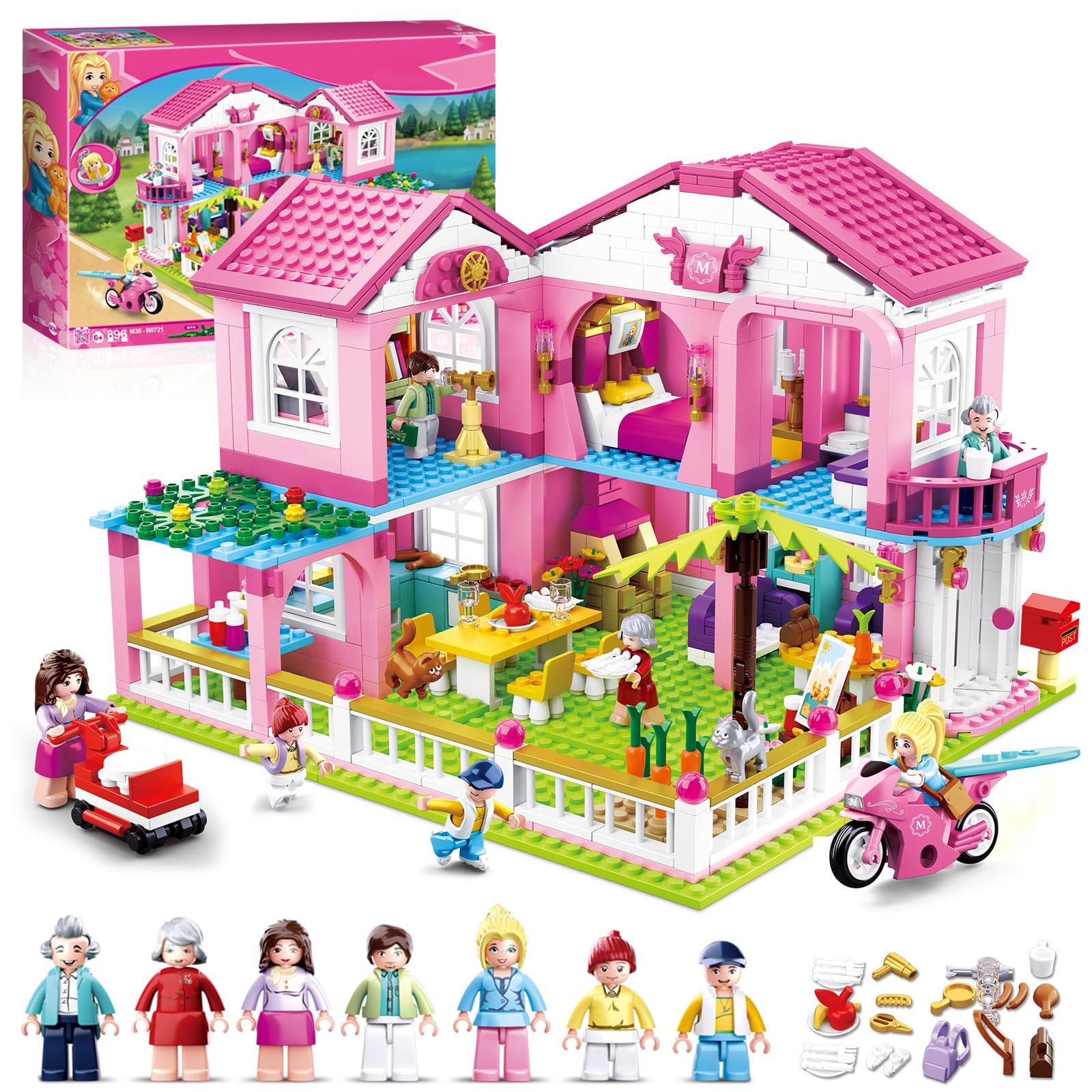 Friends Beach House front view with tropical garden for imaginative play