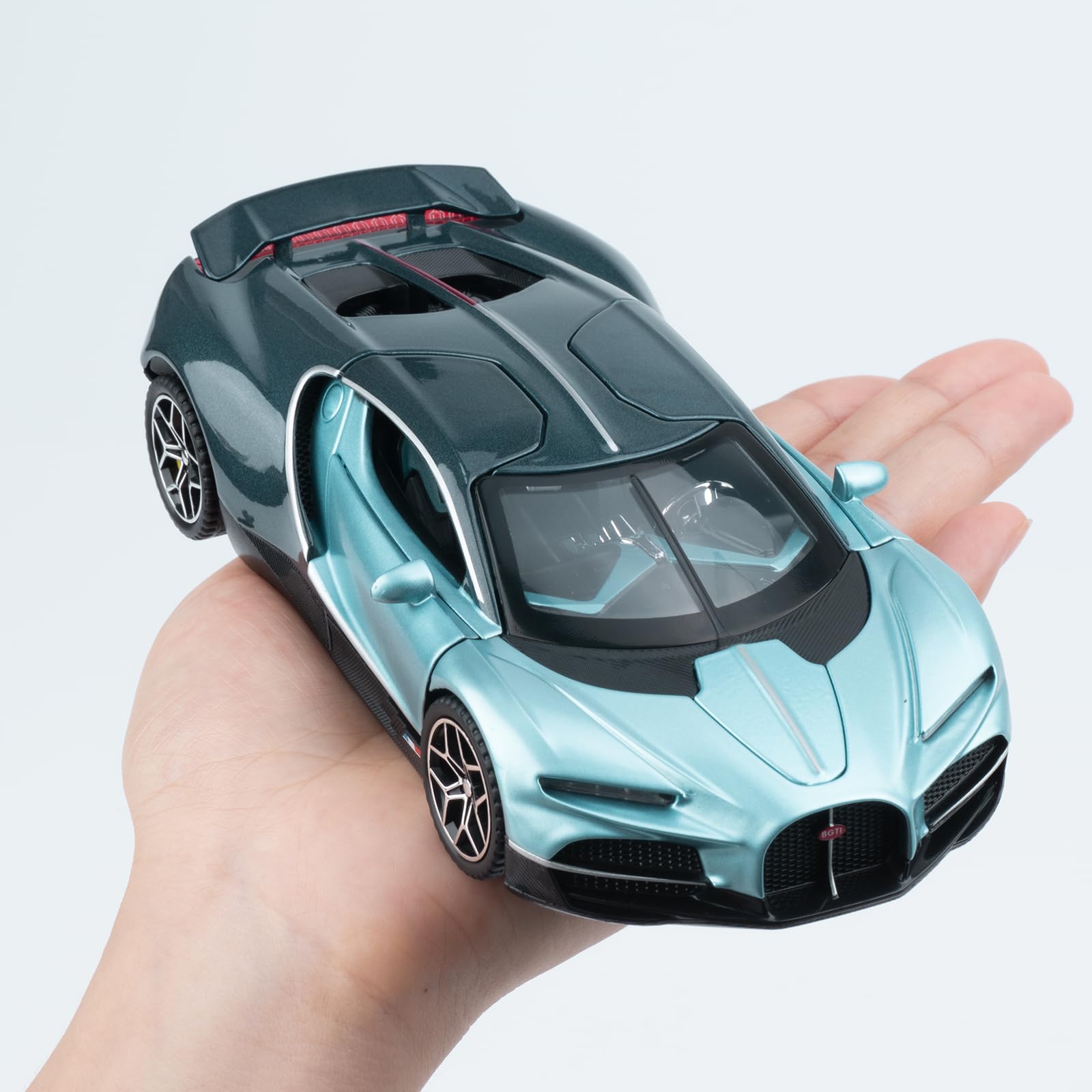 FRJV diecast blue car rear wing adjustable for display