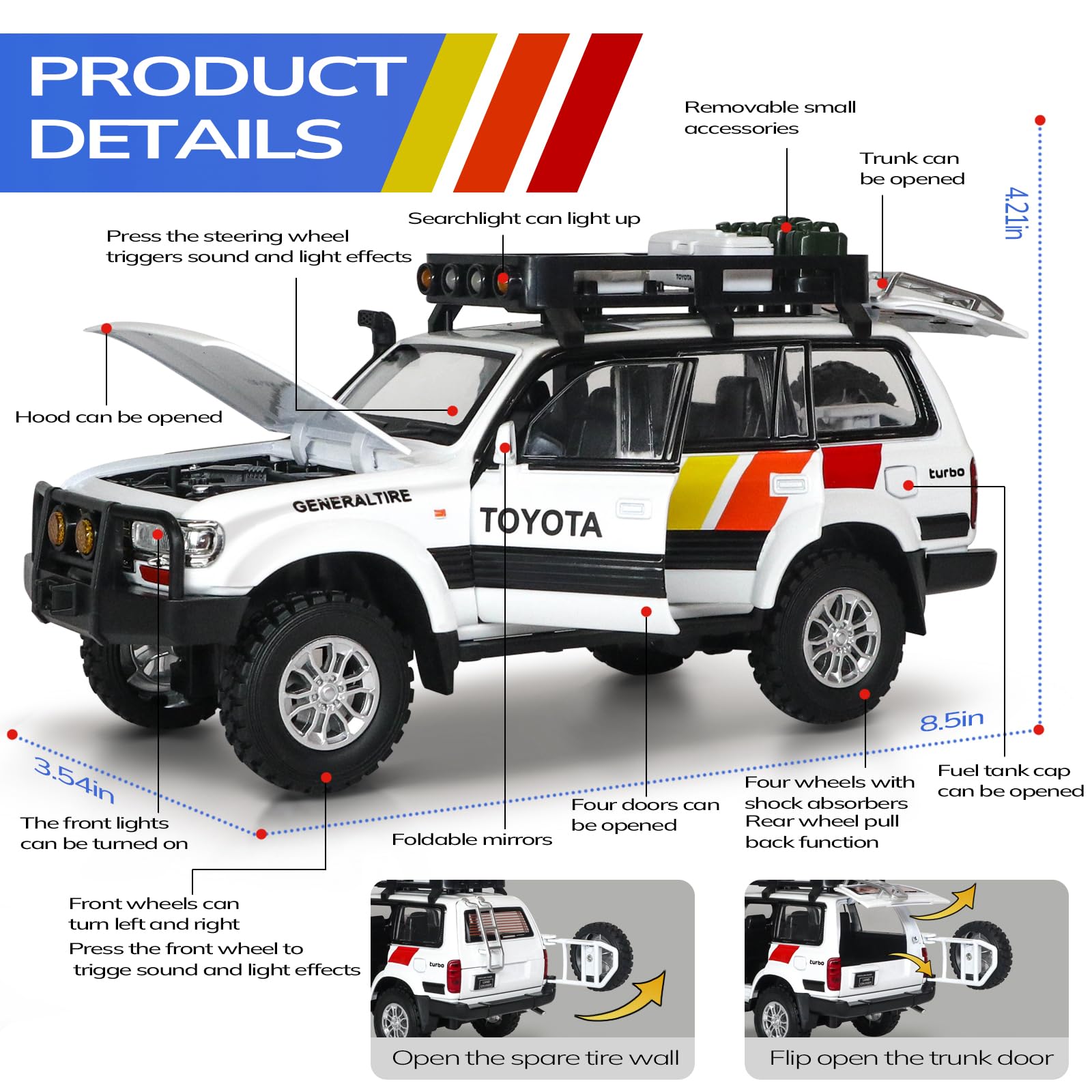 FRJV Land Cruiser LC80 diecast side view for collection and imaginative play