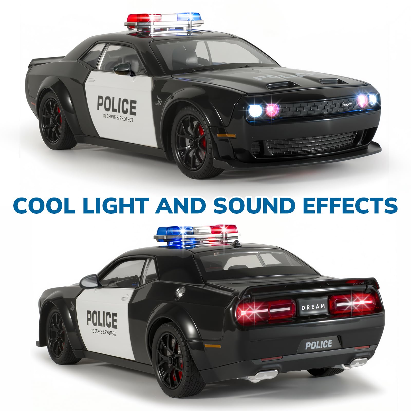 FRJV Hellcat police car with open doors and hood invites interactive role-play and exploration