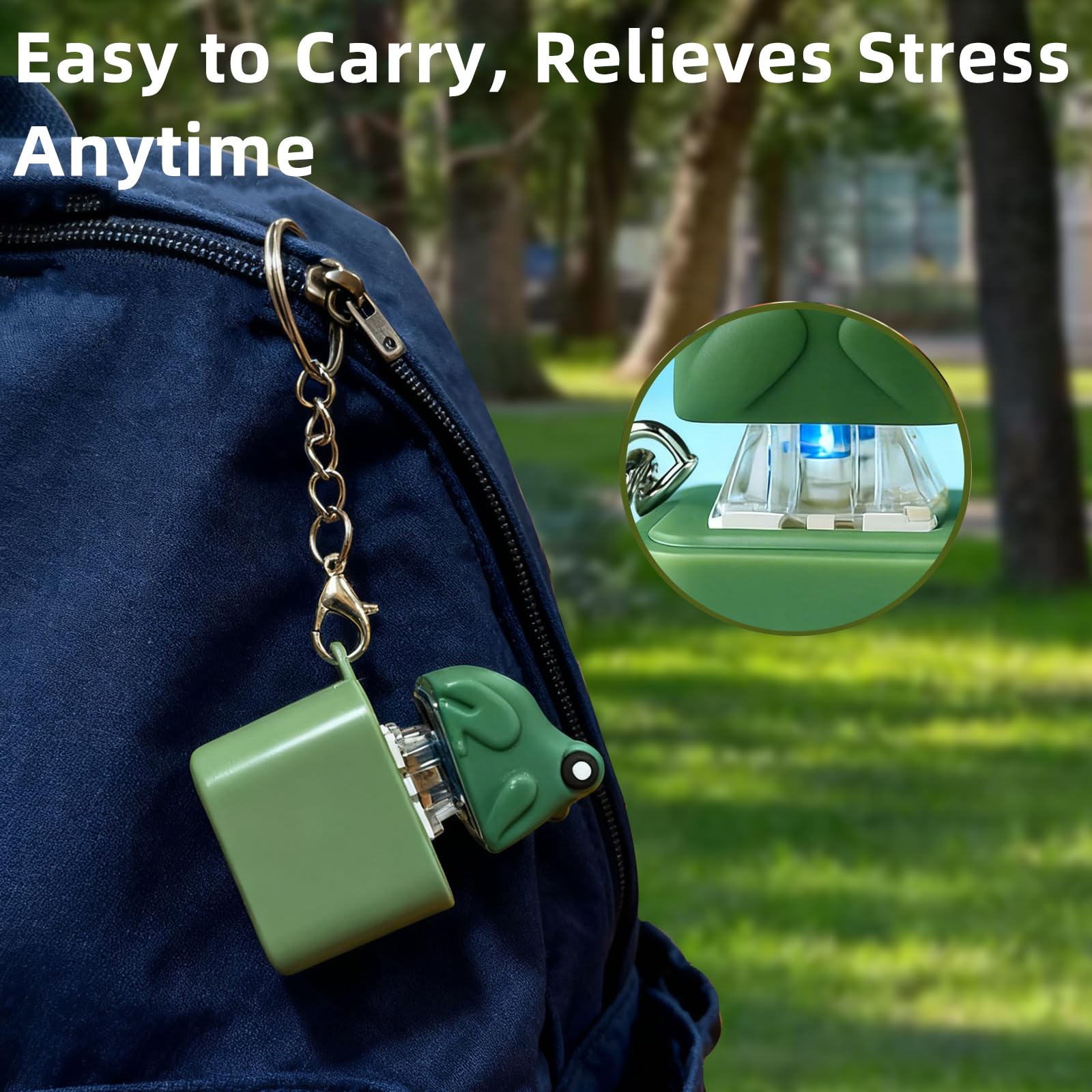 Compact design of frog croaking fidget toy, pocket-friendly keychain