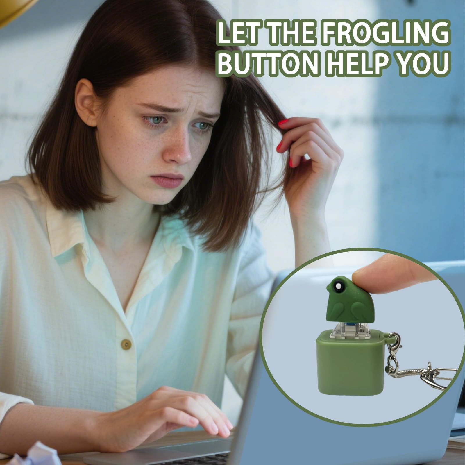 Frog Croaking Fidget Toy keychain attachment ready for on-the-go use.