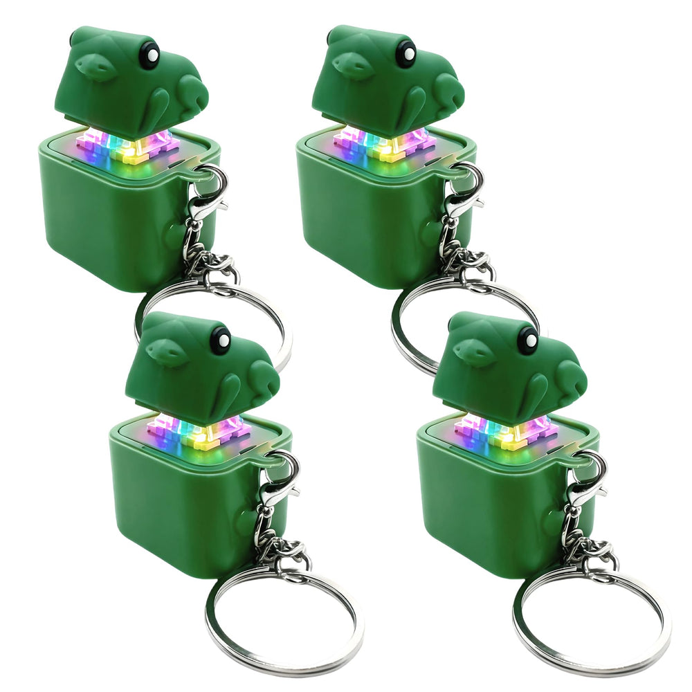 Frog croaking fidget toy keychain on a backpack loop for on-the-go focus